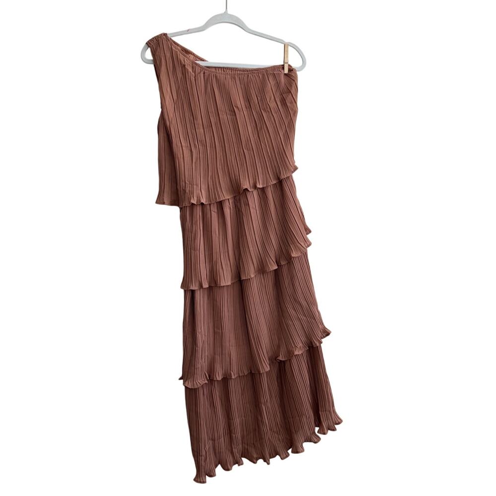NWT Women's One Shoulder Swing Ruffle Cold Shoulder Khaki Small